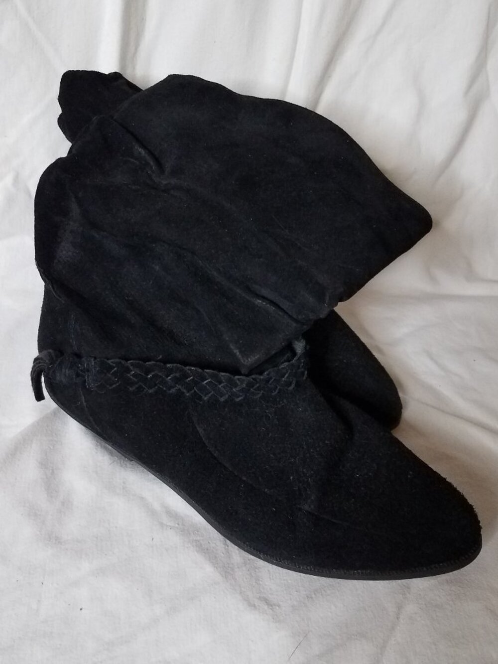 Black Suede Slouch Boots